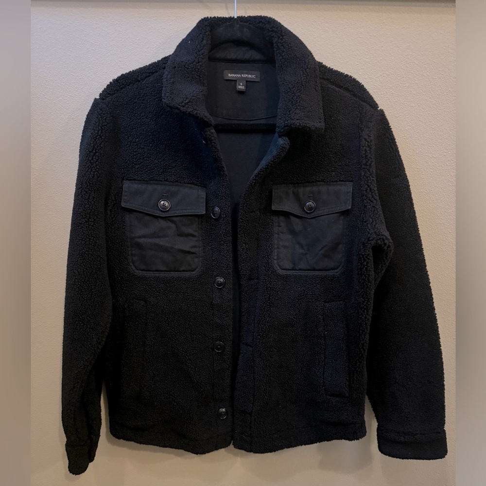 Banana Republic Black Sherpa Shacket size Small